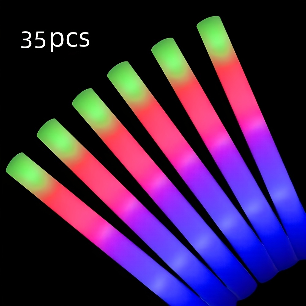 Image of A Set Of 35 Vibrant Led Light Sticks Featuring 3 Flashing , Ideal For Events Such As Weddings, Birthdays, Concerts, Christmas, And Halloween Parties