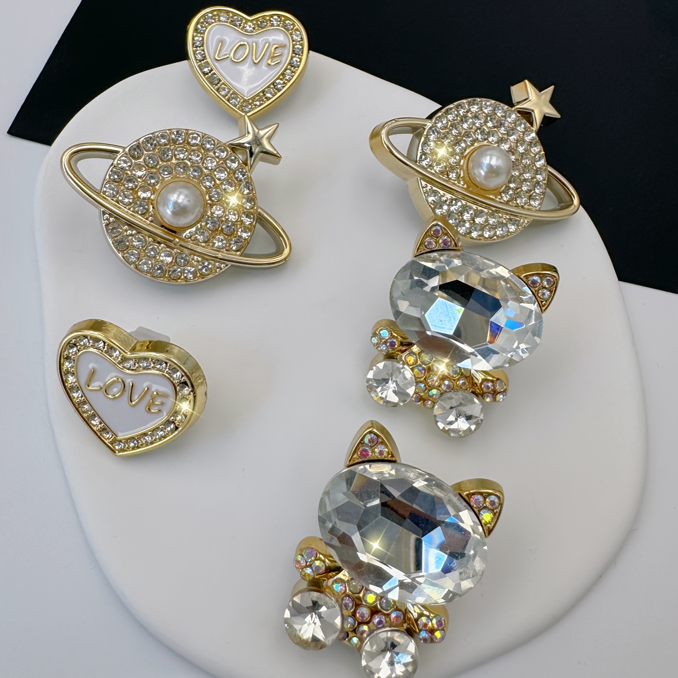 6pcs Shoe Decor Buttons, Including Gemstone Heart Set Removable Additions, Suitable For Sneakers Canvas Shoes, Holiday Gift