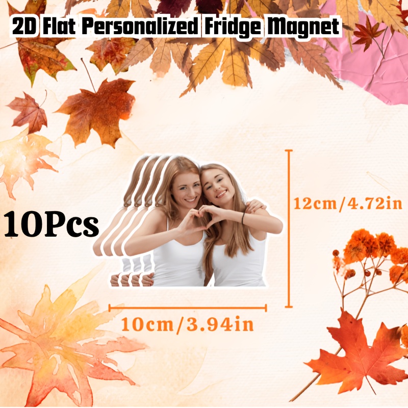 TEMU Personalisierte lustige 2D flache Magnet-Kühlschrankmagnete, 5/10-teiliges Set | Individuell gestaltbar mit Fotos, Mustern & Text | Besondere