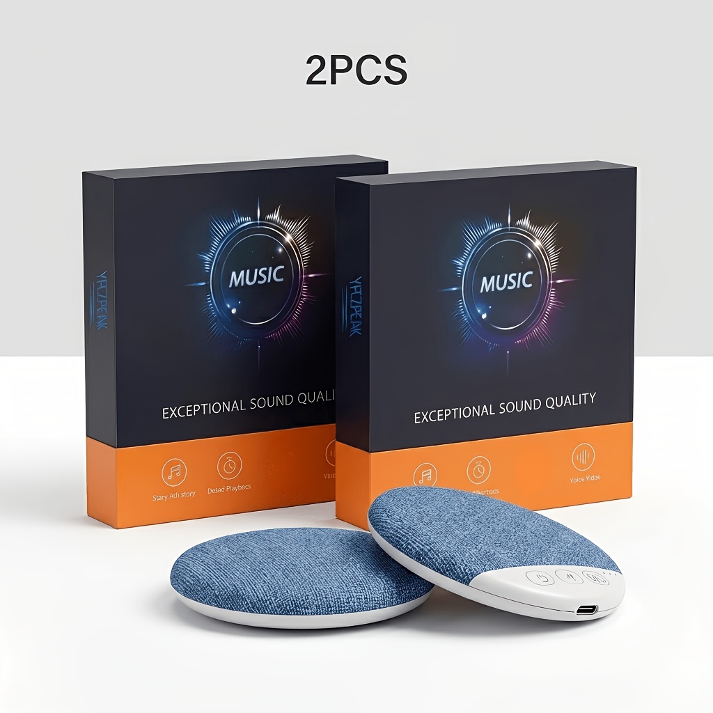 TEMU 2pcs New Sleep Pillow Speaker, Wireless White Noise Pillow Speaker With Timer, Ultra-thin Stereo Private Sleep Speaker