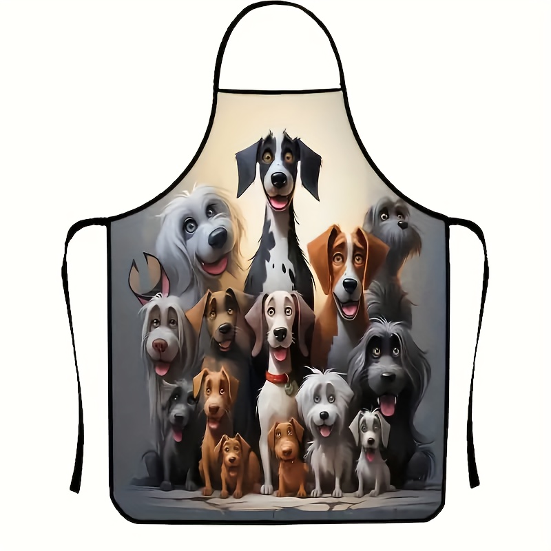 

Pet Dog Print Large Size Apron - Sleeveless Waterproof And Oil Proof, Household Apron For Kitchen And Cleaning