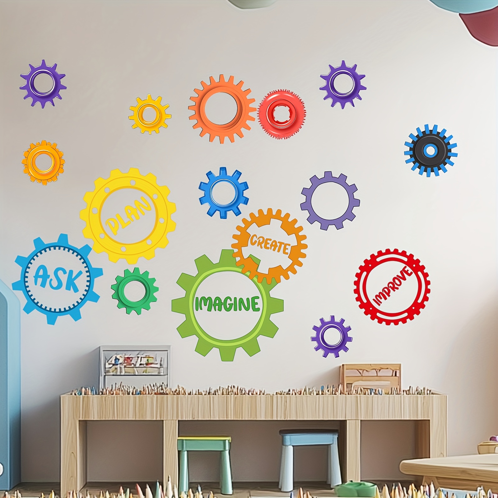 

Gear Floor Decals - Self-adhesive, Pvc Engineering Design For Classroom & Home, Room Decor