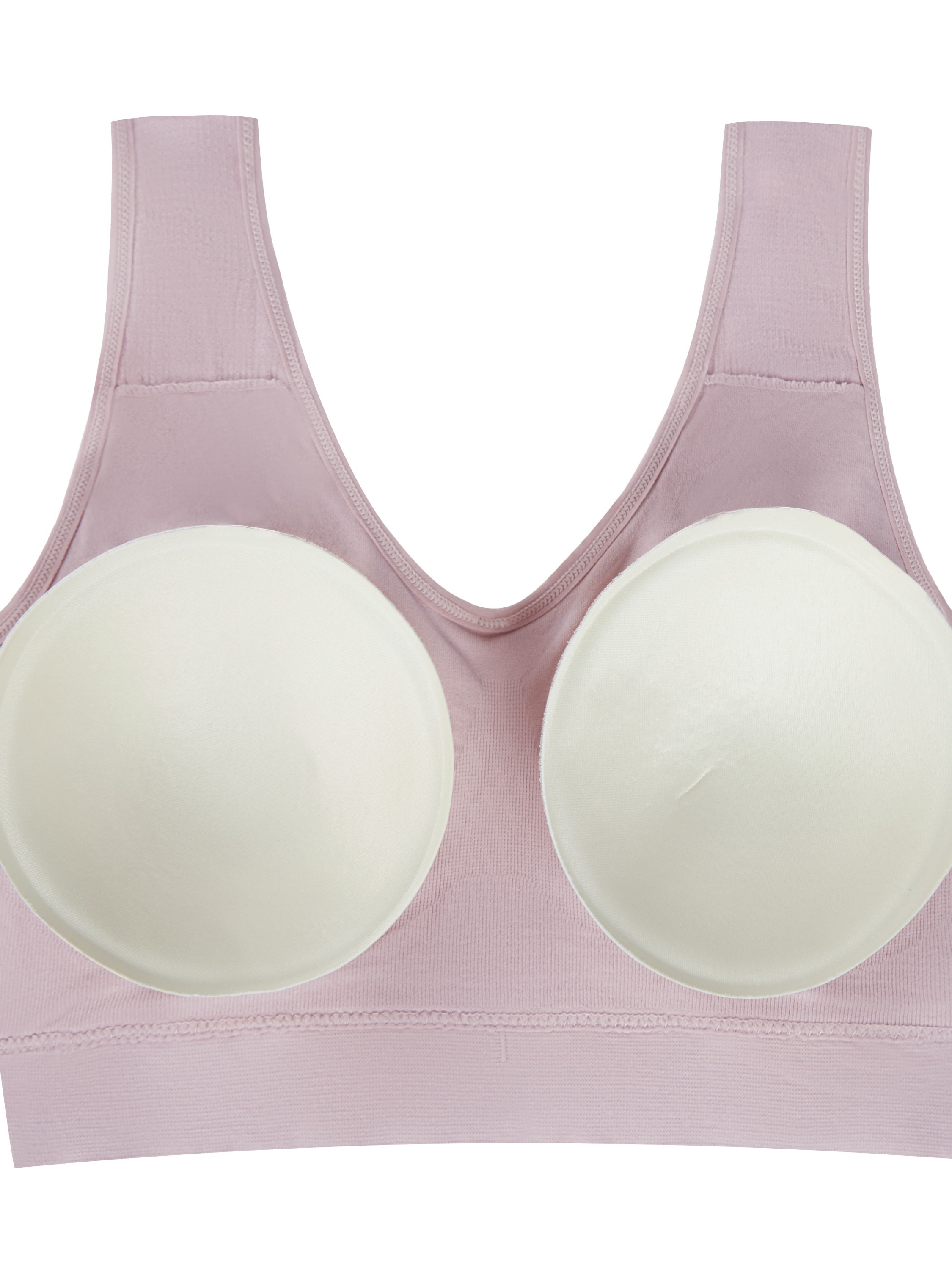 MRULIC sports bras for women Women's Seamless MID Solid Color Sports Bra  With Removable Bra Pad Rose Gold + 4XL 