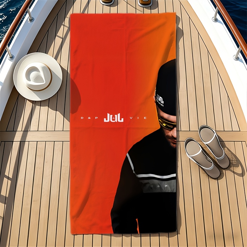 TEMU Un t-shirt de plage imprimé avec un poster sur le thème de la musique A JUL - Surdimensionné, léger, en polyester à séchage rapide, parfait pour