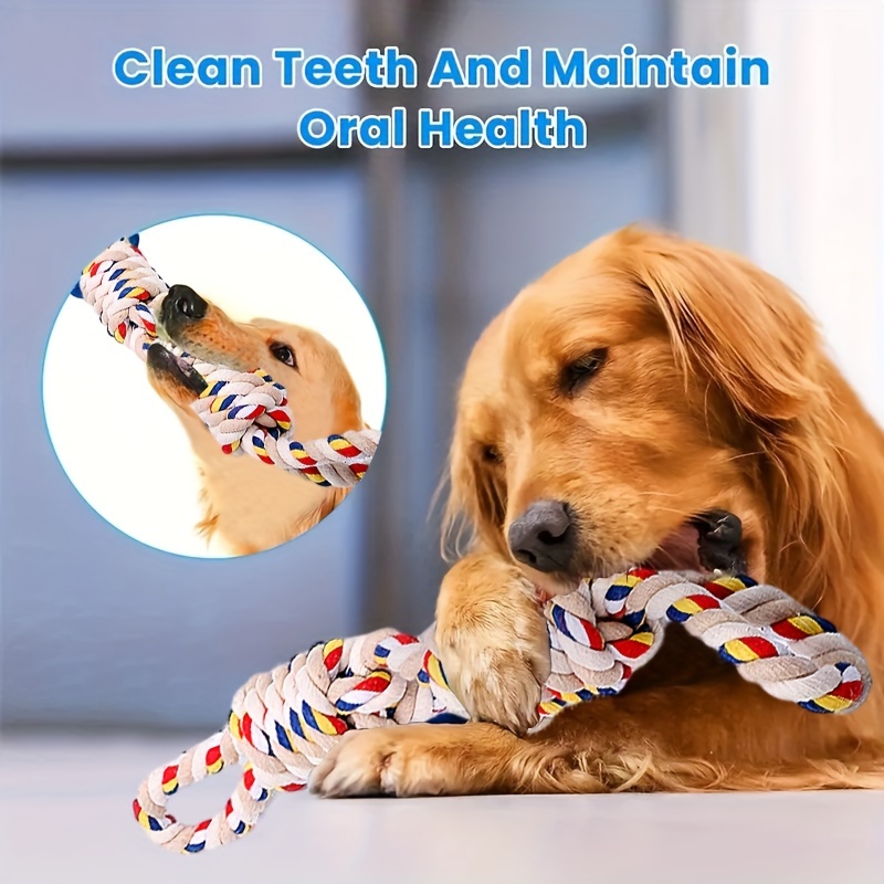 

1pc Teeth Cleaning Braided Rope Knot Pet Toy, Dog Chew Durable Toy For Cat And Dog Teeth Cleaning Supply