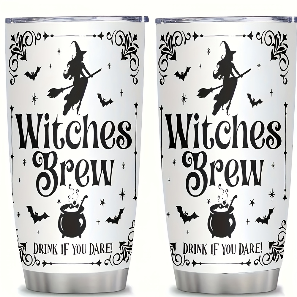 Image of Witch's Brew 20 Oz Stainless Steel Vacuum Cup With Lid - Vacuum Insulated Travel Mug For Hot And Cold Drinks, Reusable, Perfect For Halloween, Father's Day And Mother's Day Gifts