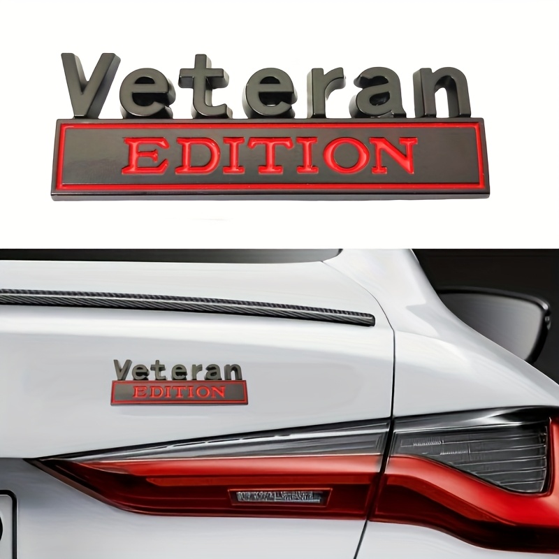 2pcs Vietnam Vet Edition Metal Car Truck Emblem Decal Sticker Badge (Silver Red