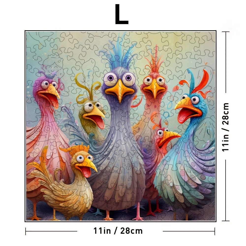 TEMU Colorful Rooster Family Wooden Puzzle, Suitable For Challenging , Family , Corporate