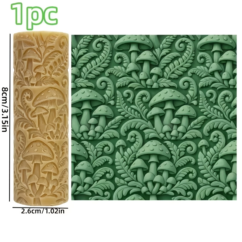 TEMU 1 rouleau de texture en polyère gaufrée motif et fougère - Outil de gaufrage motif et fougère, Saint-Valentin, Pâques, convient pour la