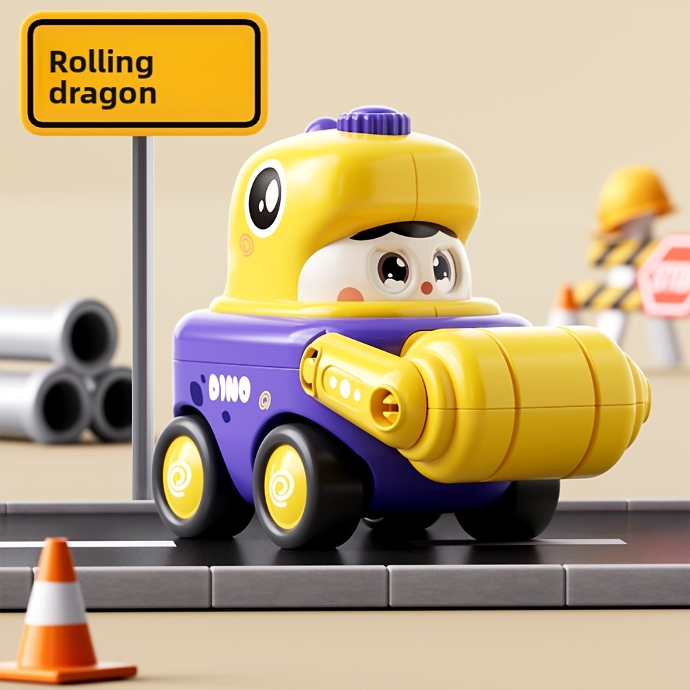 Press and Transform Sliding Dinosaur Engineering Vehicle Toy for Kids