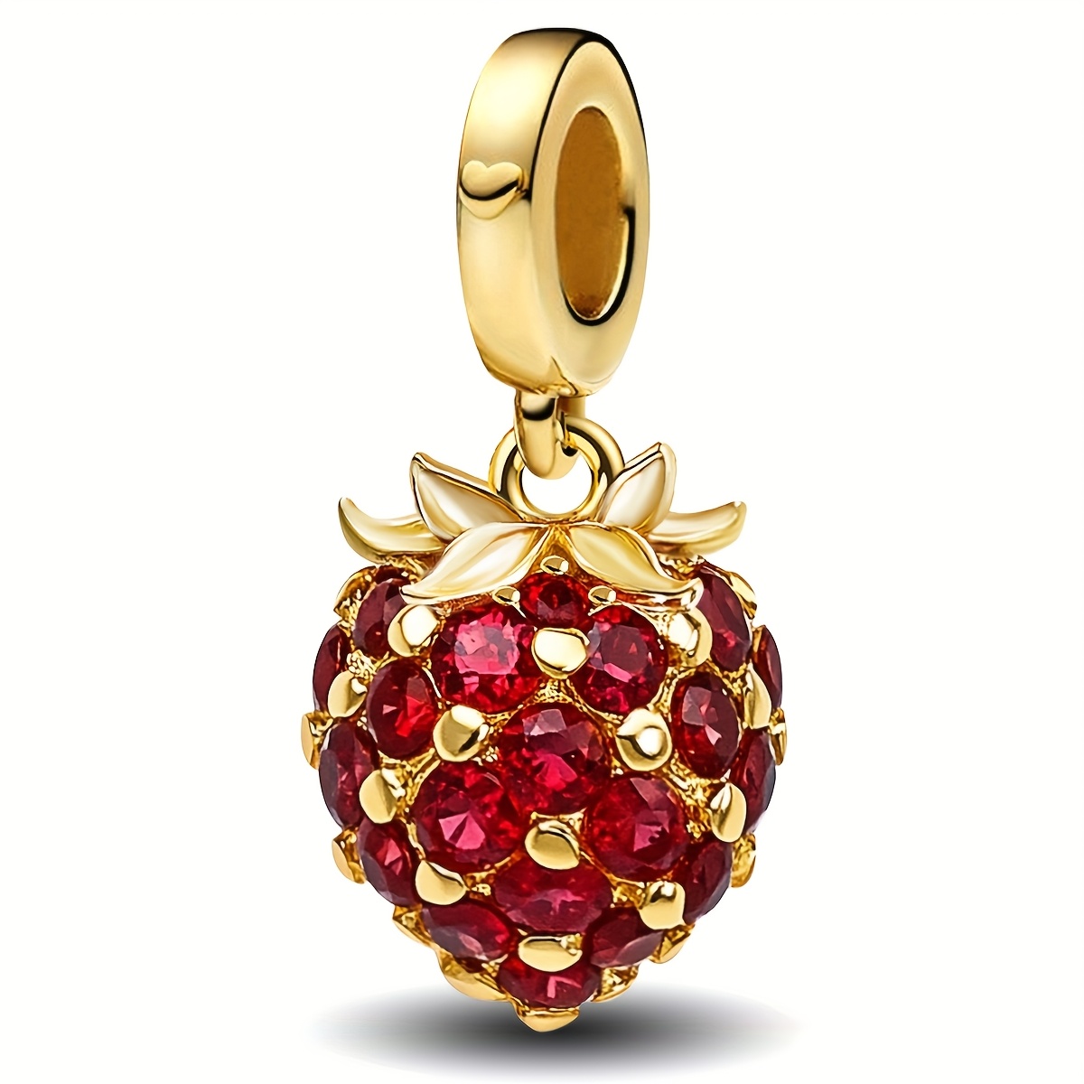Image of 1pc Strawberry Diy Pendant, 925 Silvery Plated Pendant Fit Bracelet Bangle Necklace, Jewelry Making Accessories Valentine's Day Mother's Day Gift For Women