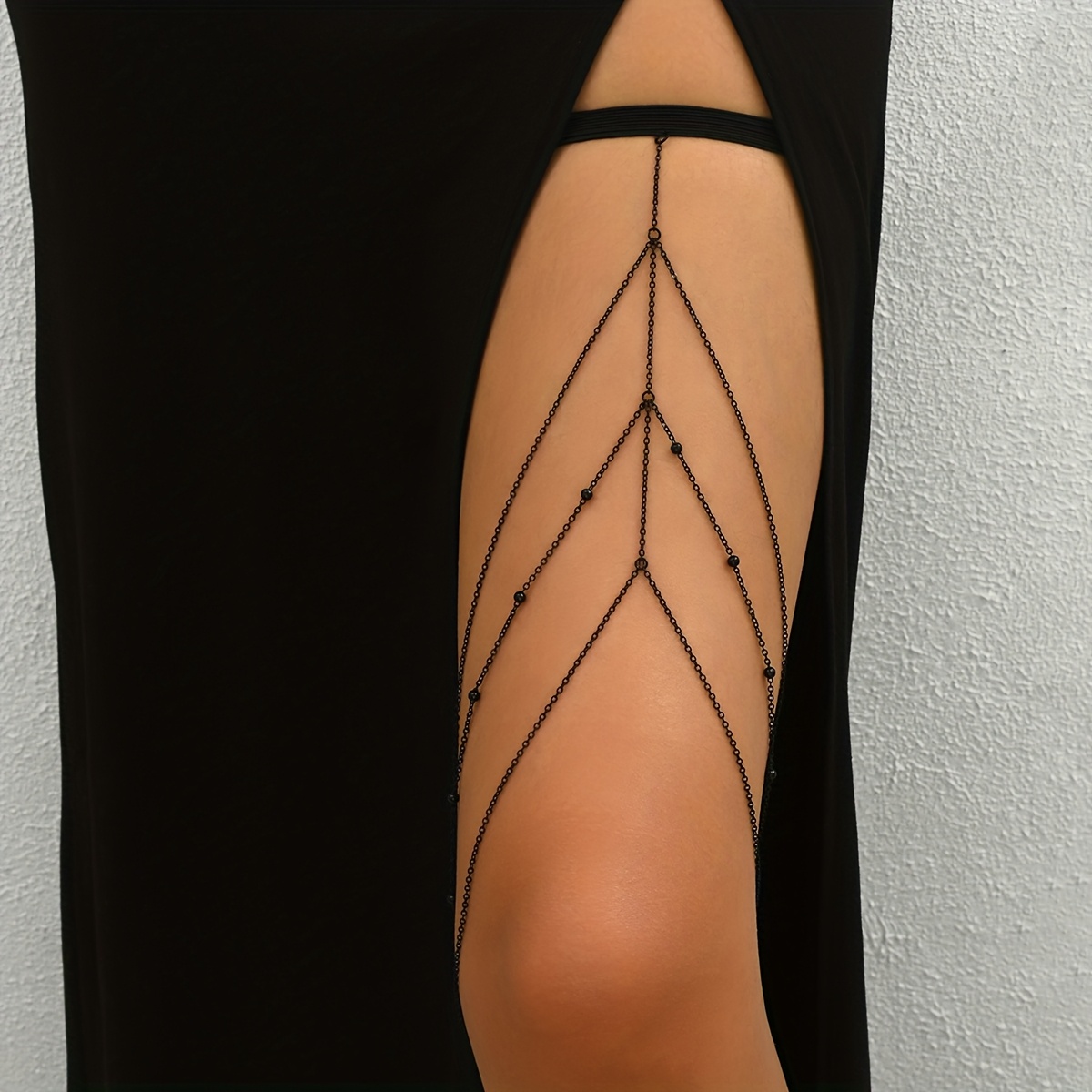 TEMU 1 pieza de cadena de metal sexy, adiciones de borlas multicapa para moda transfronteriza, cadena de muslo para tendencias