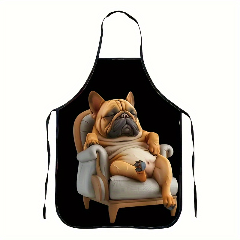 Sofa Sleeping French Bulldog Funny Cute Practical Kitchen Apron Black Apron Puppy Sleeping