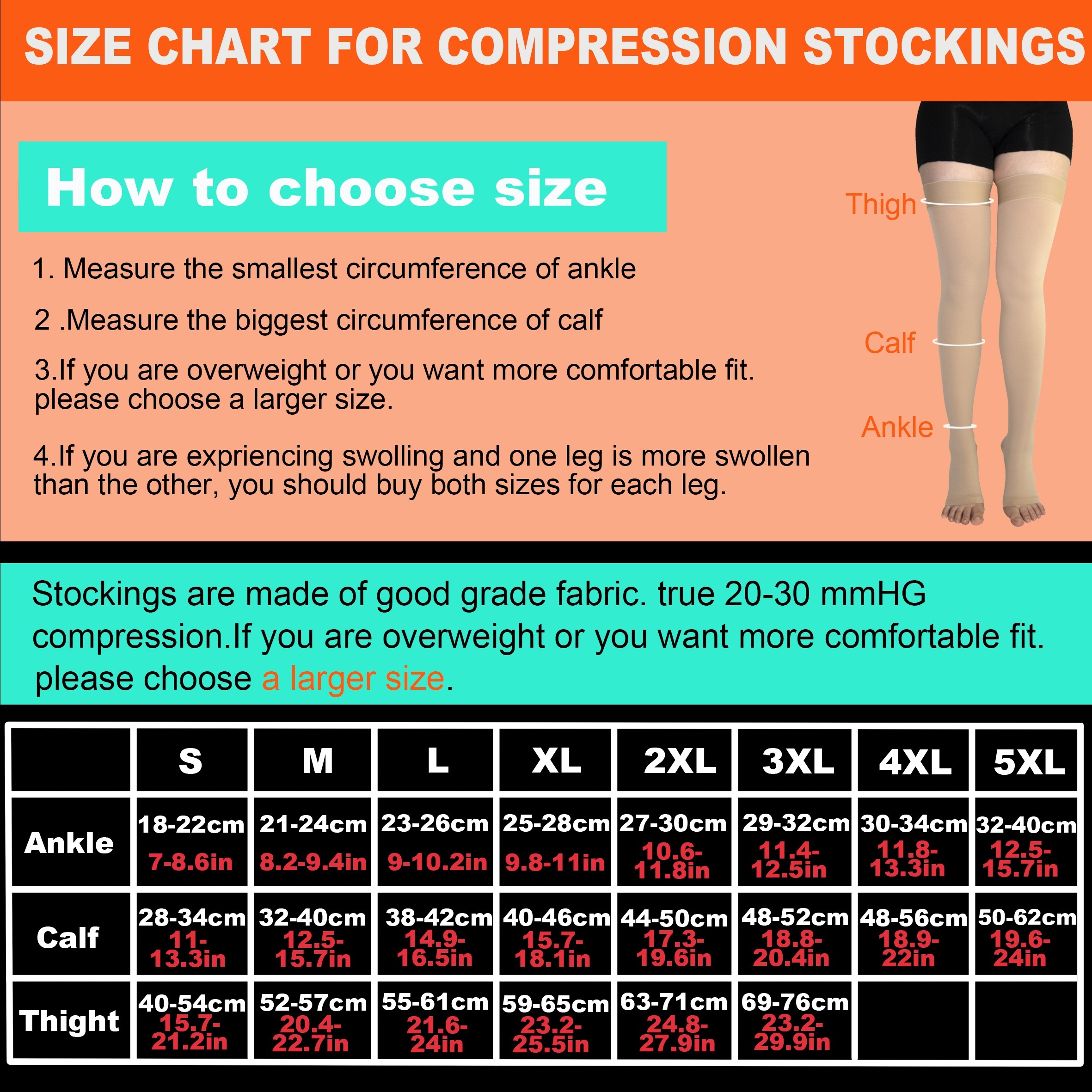 Thigh High Compression Stockings Women Men-Firm Support 20-30 mmHg