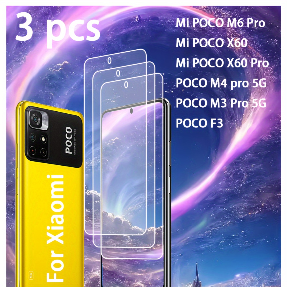 

3-Pack Protecteur d'écran en verre trempé pour Xiaomi POCO X6, X6 Pro, M6 Pro, M4 Pro, M4 Pro 5G, M3 Pro 5G, F3 - HD , 99% de , tactile, aux rayures, couverture complète, installation facile