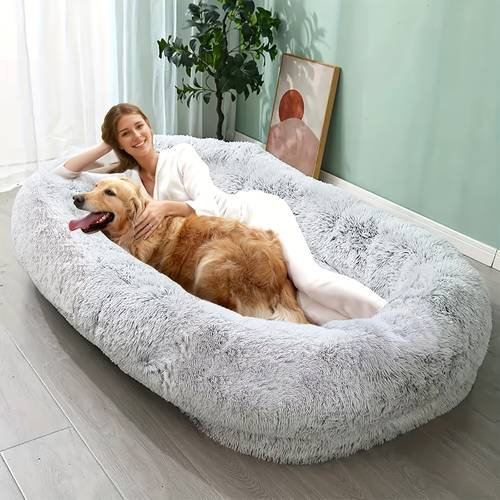 long plush human dog bed pet supplies pet mattress soft durable comfortable use non slip