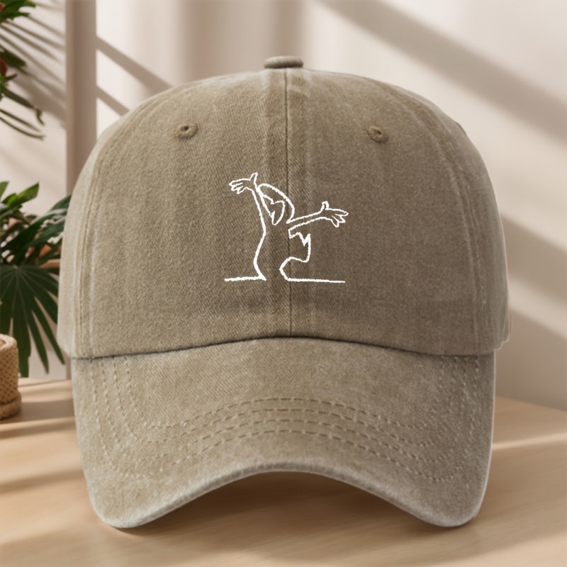 TEMU Fun Embroidery Baseball Cap, Stylish Street Hip-hop Hat With Classic Washed Duckbill Design, Soft And Breathable Sunshade Hat Adjustable For