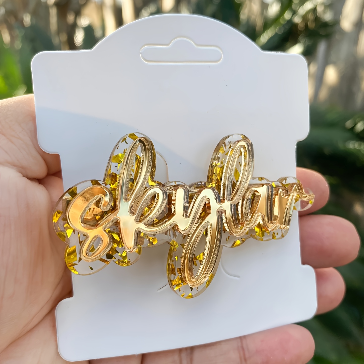 TEMU Hair Clip - Custom Engraving In Elegant Cursive Font With Shiny Golden Acrylic Letters - Hair Clip - Birthday/graduation/anniversary Gift -