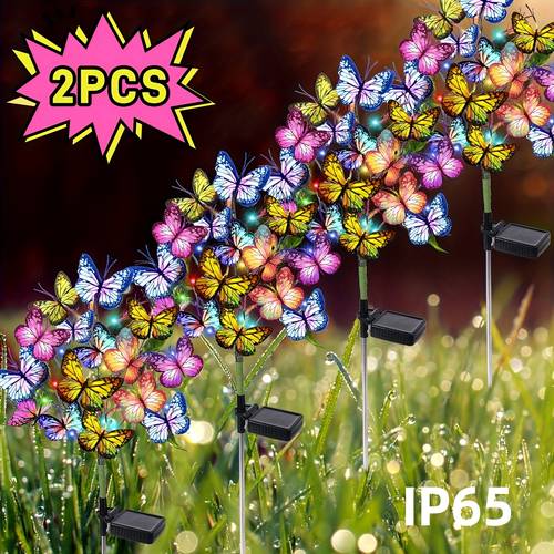 2 solar garden lights tree lights outdoor garden and courtyard decorations lawn ground christmas decorations insert lights and colored light molds waterproof ip65