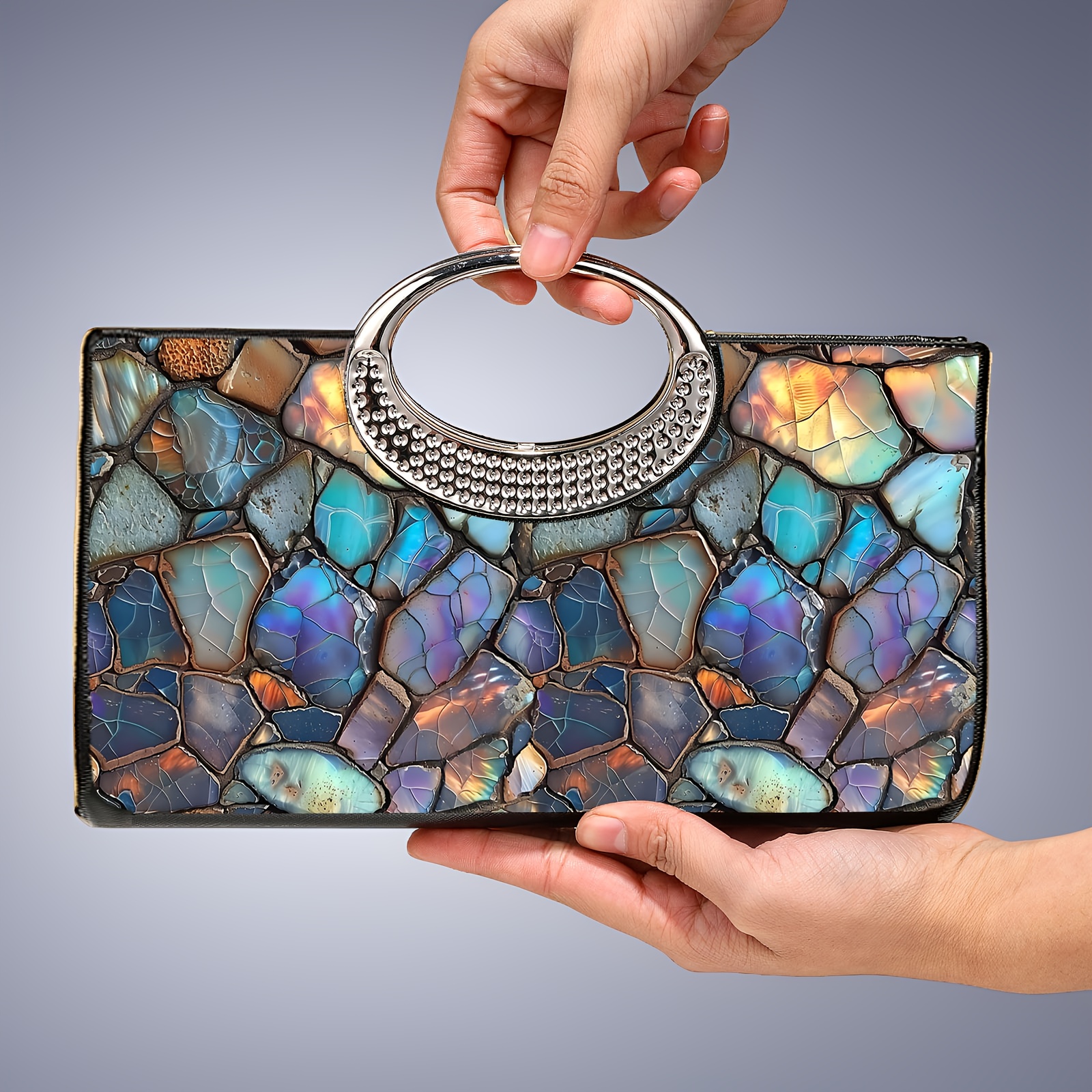 Womens Pu Evening Clutch Detachable Chain Strap