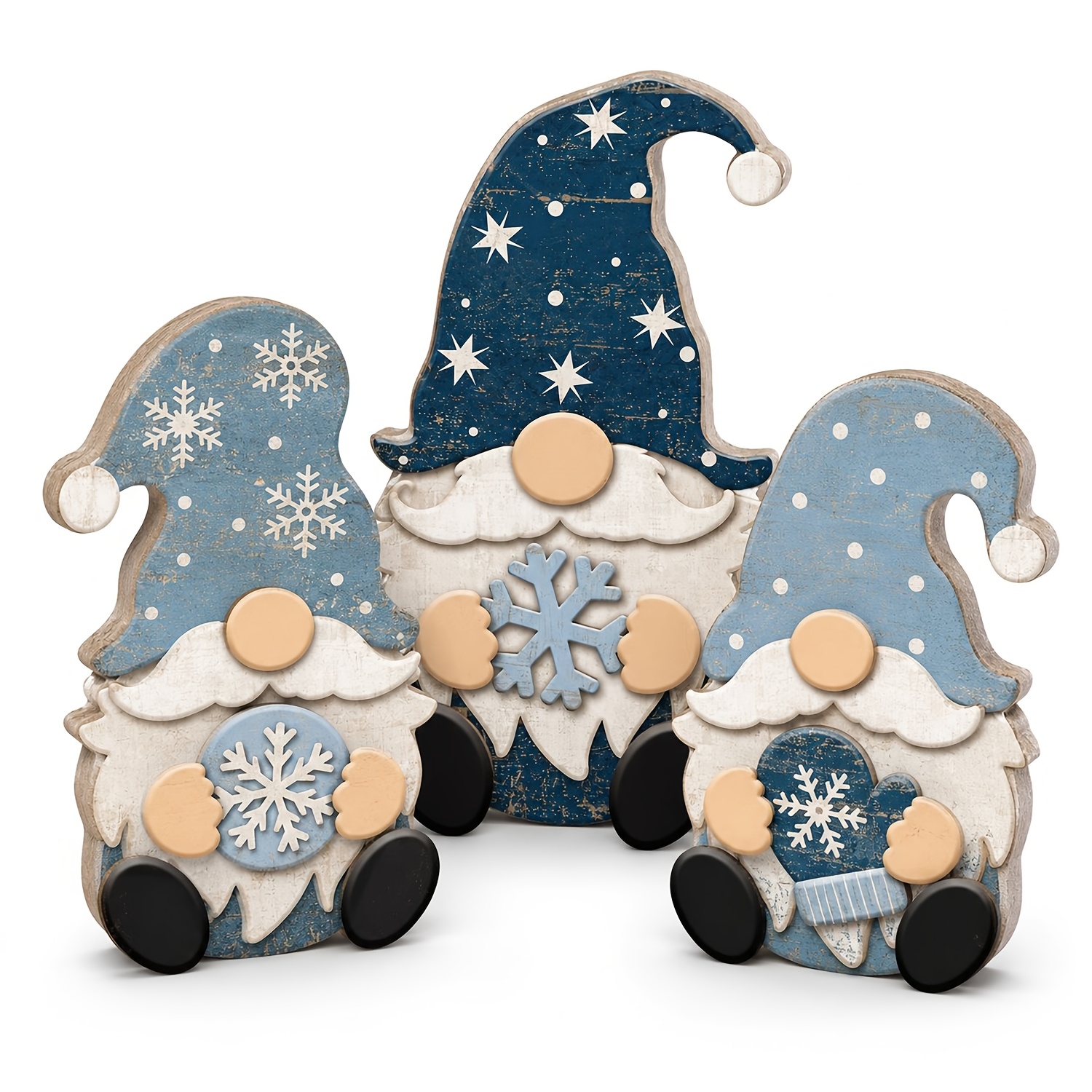 TEMU 3pcs 3pcs Winter Table Centerpieces With Snowflake Dwarfs - Artificial Farmhouse Gnome Decor Suitable For Room, Entryway, Christmas Tree Shelf,
