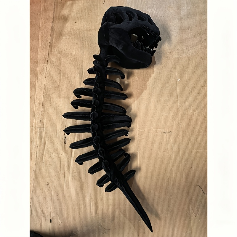 TEMU Soft Dinosaur Skeleton Costume With Realistic Skull And , Wearable Plush Dress-up Prop, Suitable For Role-playing, Animal-themed Parties,