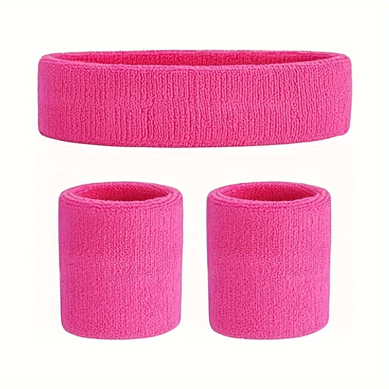 

3pcs Sporty Sweatbands - Moisture Wicking Wristbands And Headband, Athletic Exercise Basketball Gear