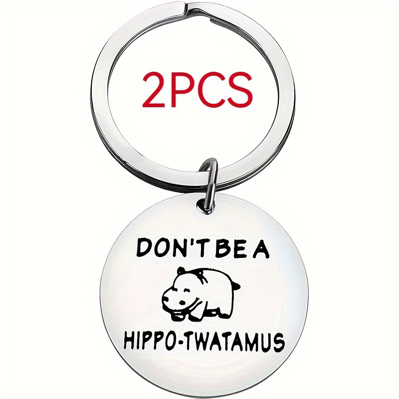 Inspirational Hippo Keychain Set 2 3 5pcs Stainless Steel Motivational ...