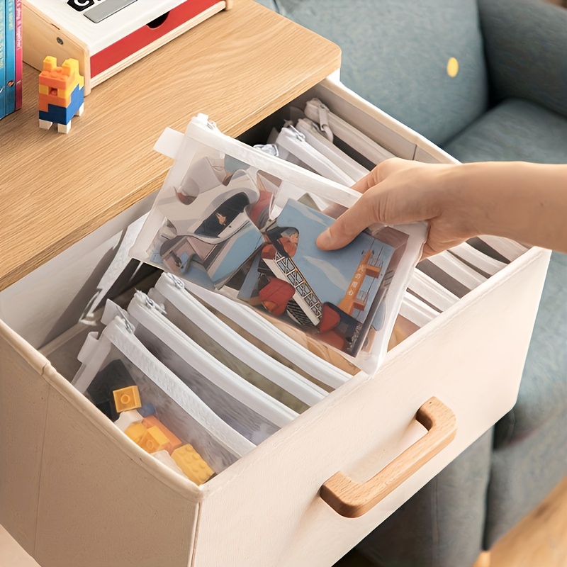 TEMU 9pcs A6/a5/a4 Zippered Mesh Document Bags - Transparent Nylon Pouches For Puzzles, Travel & Home Organization, Office Filing Products,