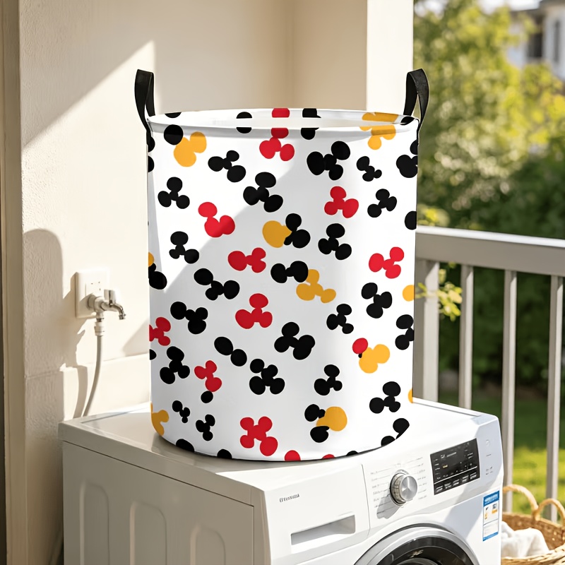 TEMU 1-pack Polka Dot Laundry Basket, Large Capacity Foldable Underwear Hamper With Handles, , Suitable For Bedroom, Living Room, And Dorm Storage,