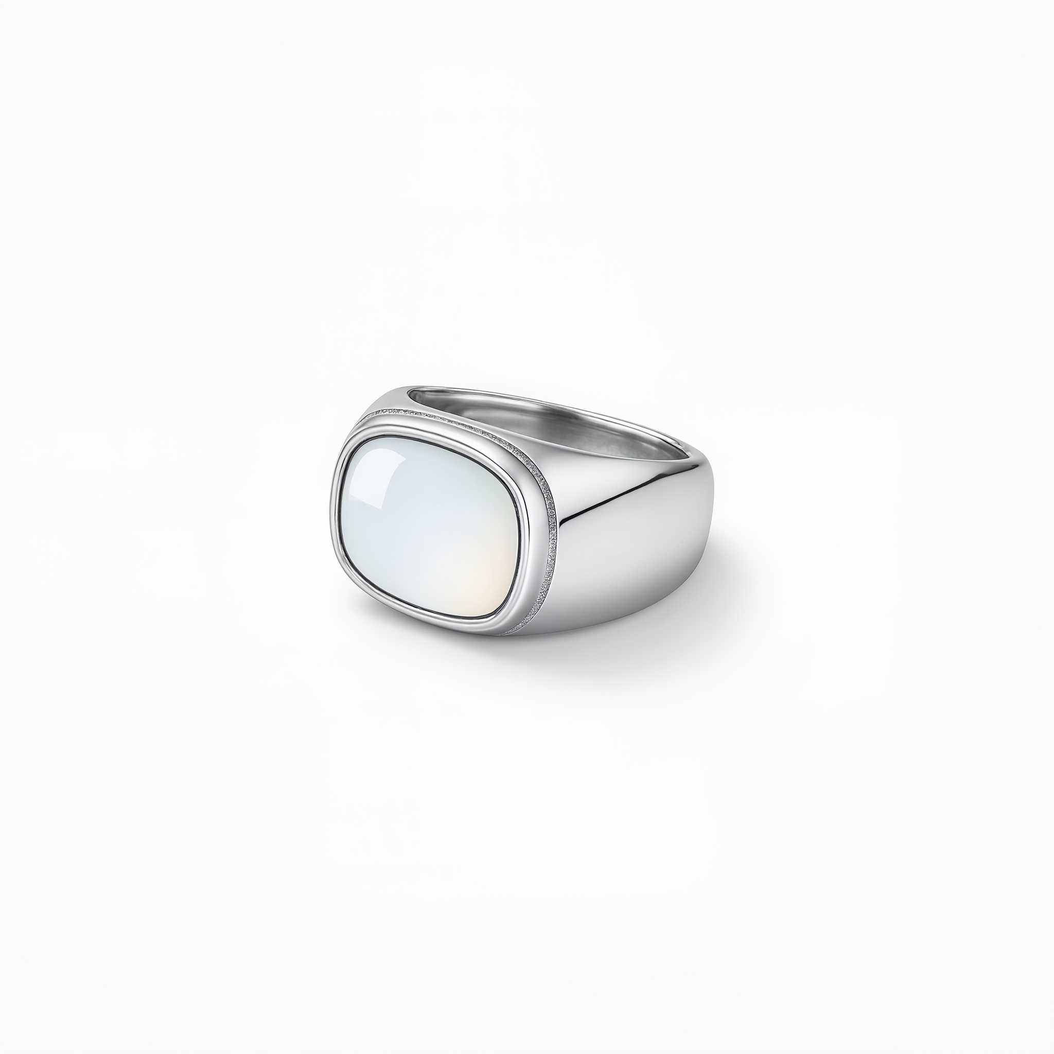 Classic Vintage Stainless Steel Square Two-Tone Ring, Unisex