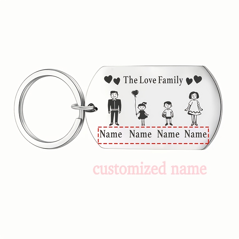 TEMU . Anpassbarer Metall-Schlüsselanhänger, personalisierter DIY-Familienname-Schlüsselanhänger, perfektes Geschenk für die Familie,