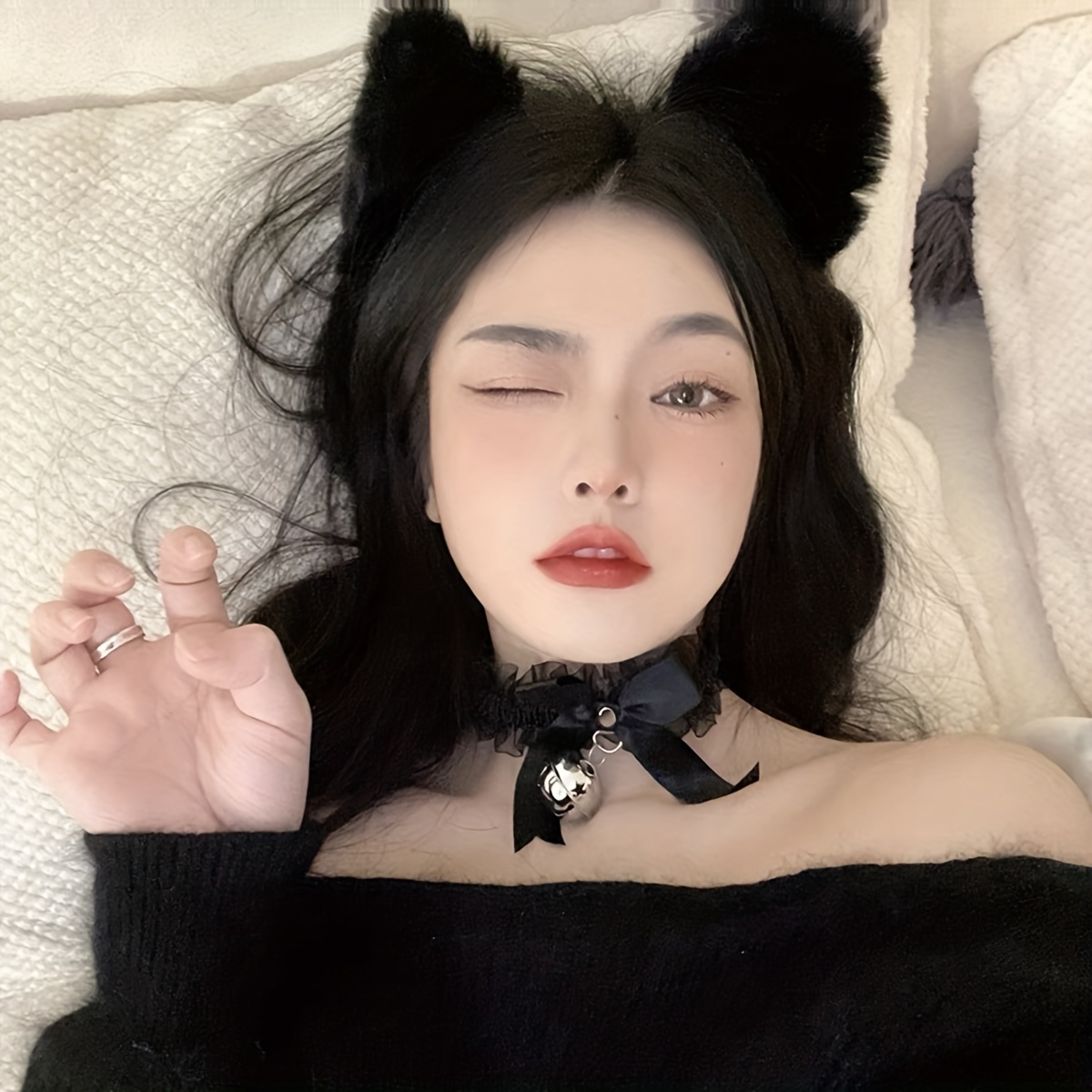 

1pc Women's Cat Ear Bow, Alloy , Non-feathered , For & Use