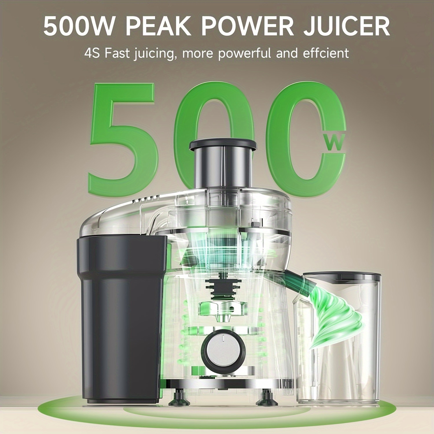 500W Centrifugal Juicer Machine with 3" Feed Chute, Dual Speeds, Stainless Steel, Dishwasher Safe, Detachable – Available in Green or Red