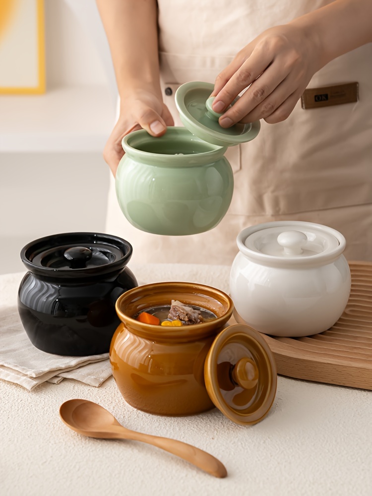 1  color ceramic stew pot with lid leakproof   soup egg steamer for single serving ideal for healthy cooking steaming vegetables birds nest at home or restaurant separate cooking soup pot steamer details 0