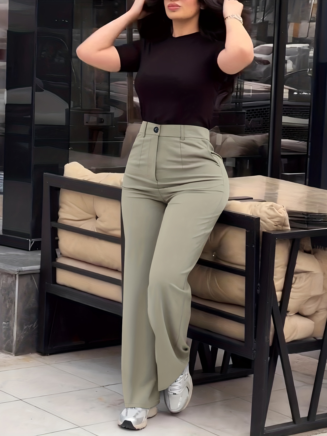 Women's Solid Color Casual Slim-Fit Long Pants