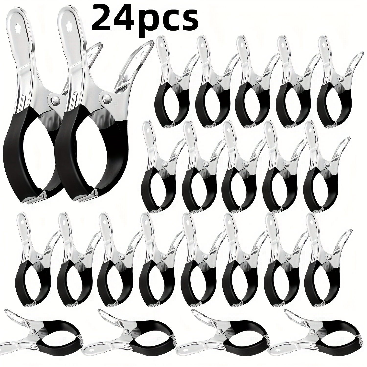 TEMU 6/12/24pcs Heavy-duty Stainless Steel Pool Clips With Non-slip Grip - Windproof Spring Clamps, Corrosion-resistant For Above-ground & In-ground