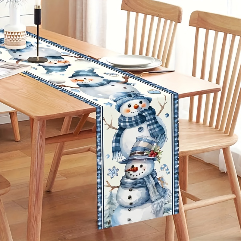 

Snowman Christmas Table - 100% Polyester, Rectangle Decor For And Centerpieces