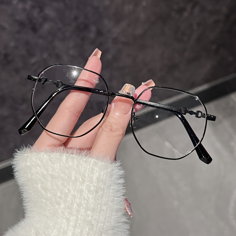 Women&*;s Hexagonal Metal Frame Glasses Lightweight Non-Prescription  Eyewear with Rose Golden Minimalist to Face Enhance Features,  Korean