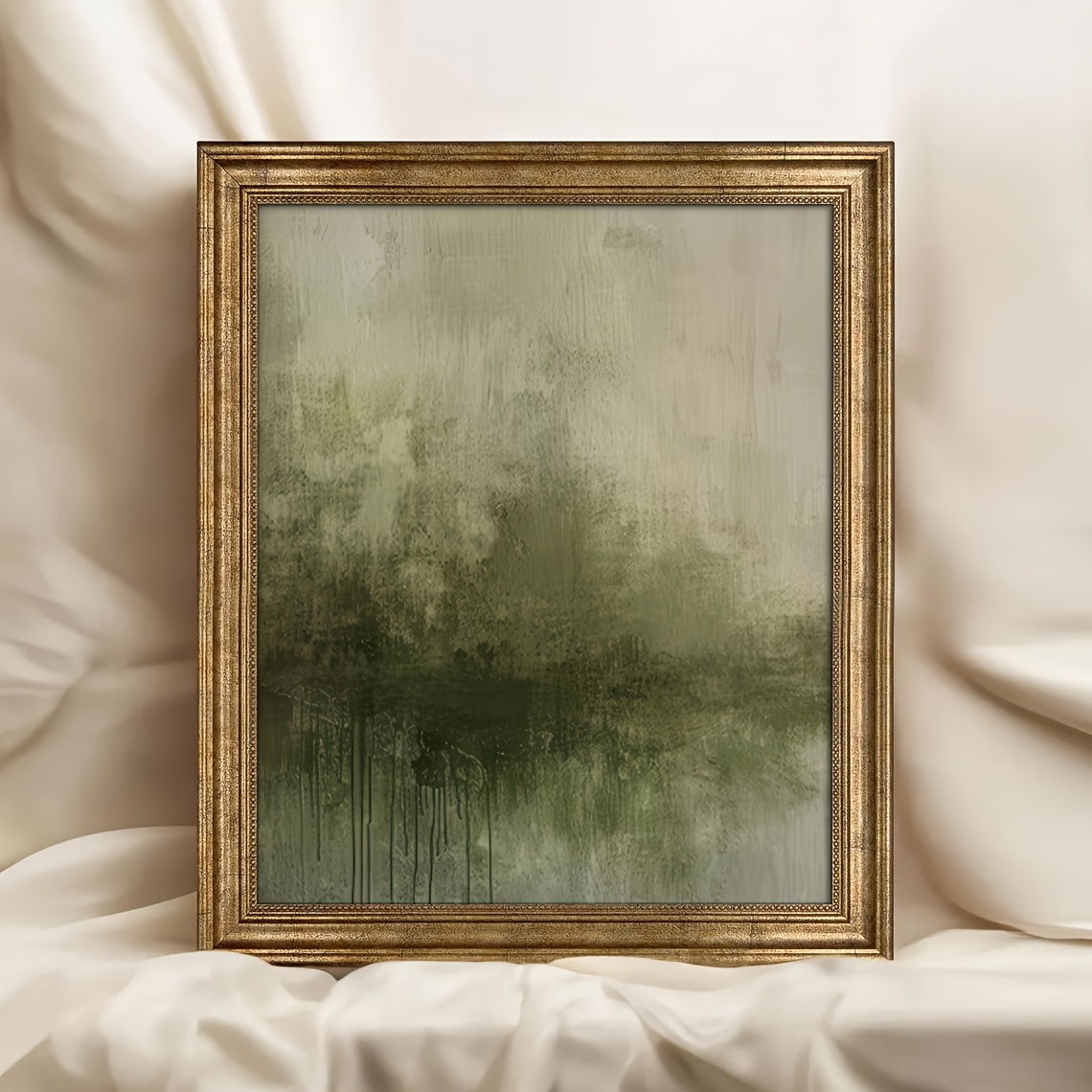 TEMU 2d Flat, 2d Flat, Wall Art, Retro Poster, - Style Wall Decoration, Green Abstract Art, Japanese Texture Decoration, Neutral Color Wall