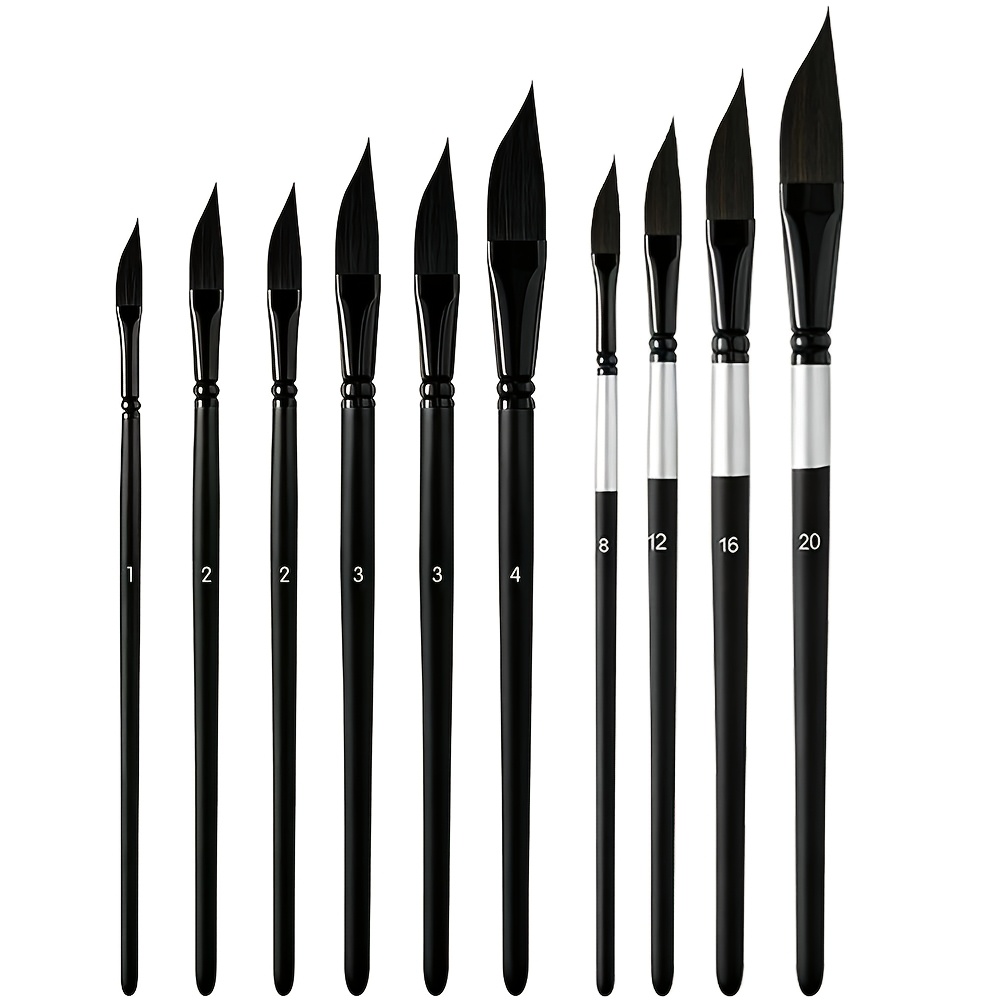 Image of 10pcs Watercolor Brushes - Brushes With Ergonomic Tail Handle, Perfect For Fine Detailing & Painting Techniques