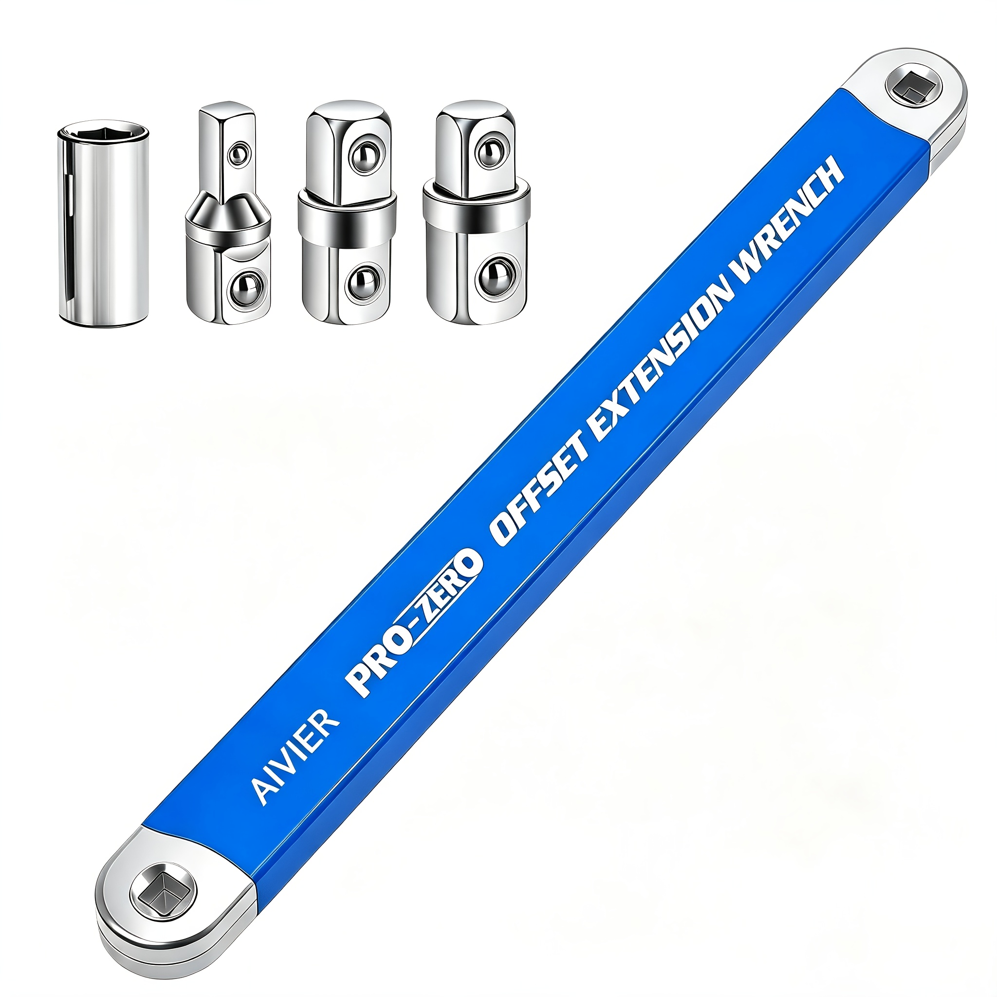 TEMU Clé d'extension à cliquet multifonctionnelle 2-en-1 | des adaptateurs carrés de 1/2", 1/4" et 3/8", rotation , couple , poignée antidérapante,