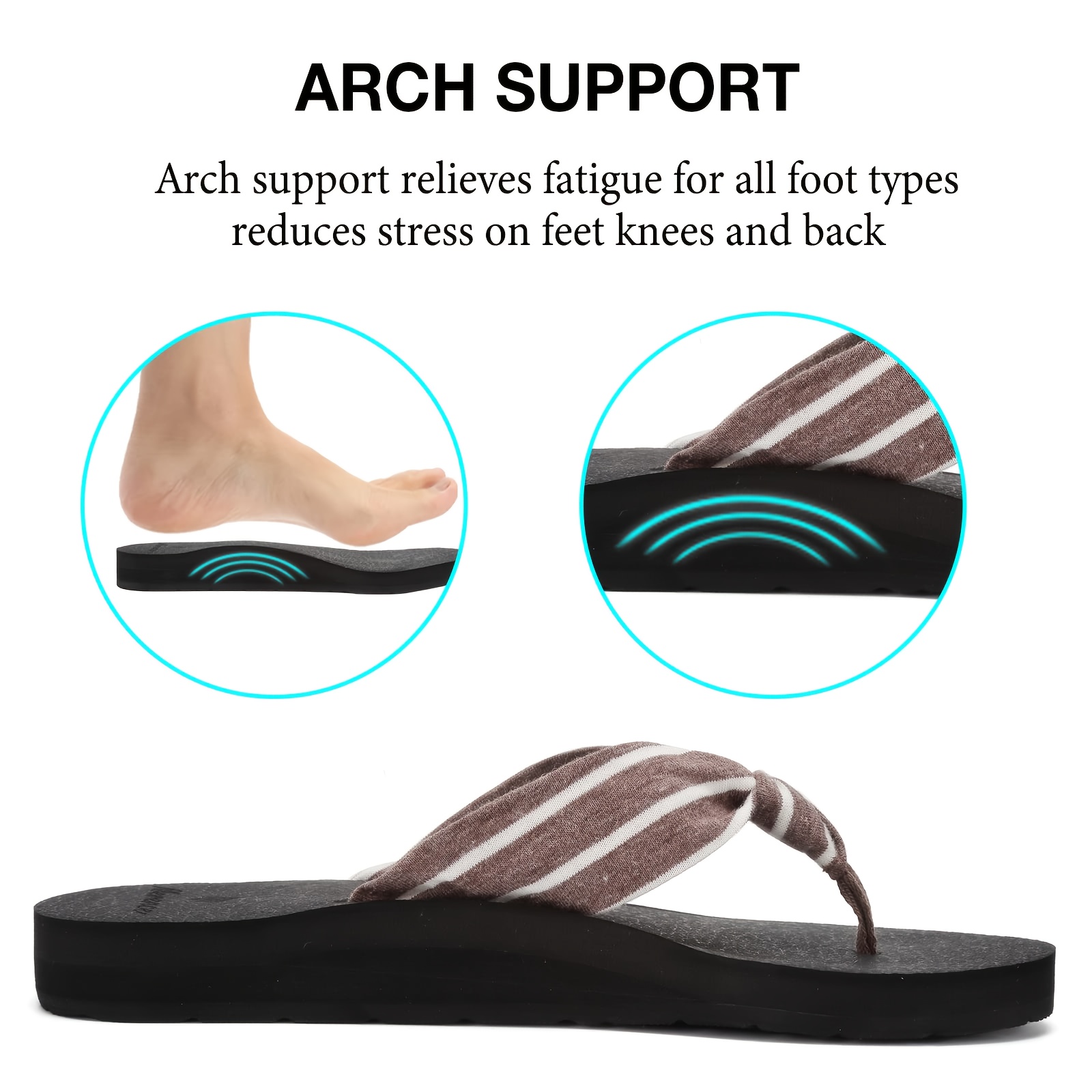 womens lightweight flip flops comfortable non slip eva sole flat heel striped pattern indoor outdoor beach slippers for summer casual slip   summer sandals casual flip flops eva sole slippers strappy sandals Product details 8