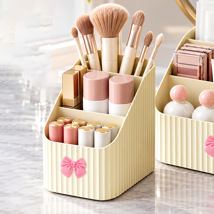 TEMU Desktop Makeup Organizer, Multi-compartment Cosmetic Display Stand, Suitable For Vanity Skincare Storage Box, Can Store Lipstick, Brushes,