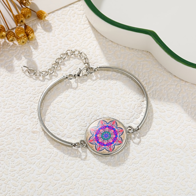 Women's Adjustable Length Bracelet with Colorful Mandala Pattern