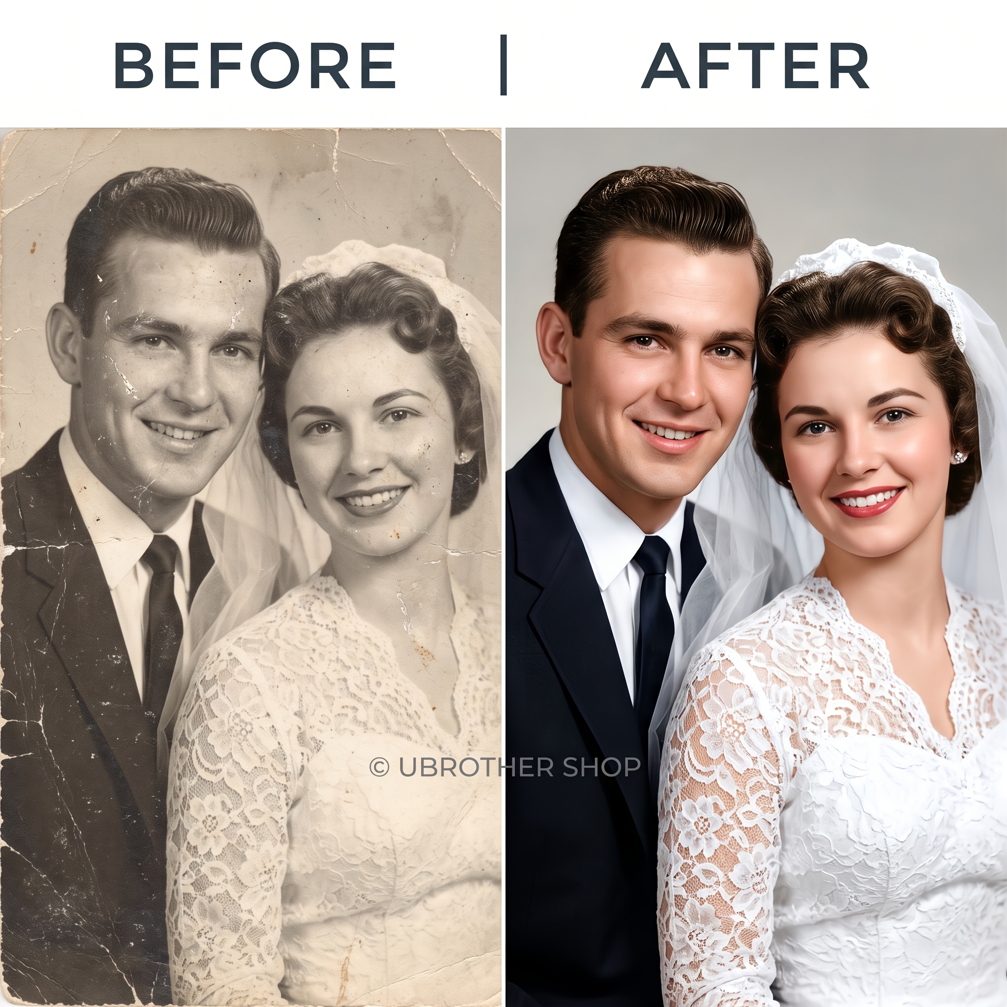 TEMU Magic Vintage Photo Repair Colorization Custom Old Photo Restoration, Fix Faded Scratched Black And White Portraits, Perfect Emotional Unique