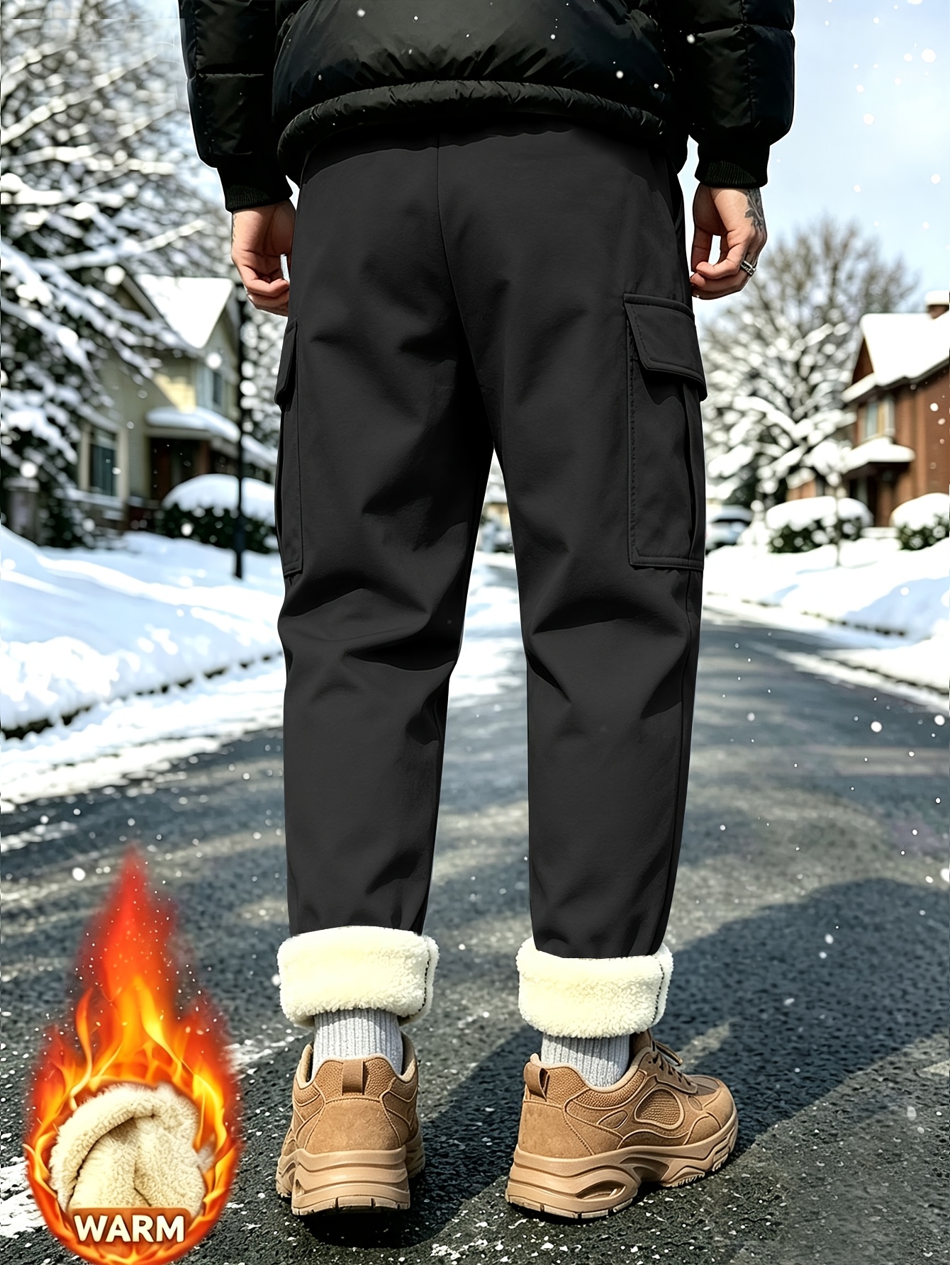 Men's Cargo Jogger Pants for Autumn/Winter with Drawstring Waist