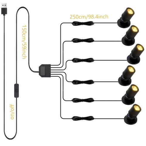 led mini spotlight display light usb powered mini spotlights with 2 4 6 heads 3000k warm lighting for jewelry cabinet model showcase shelf black usb cable with black head options push button usb powered