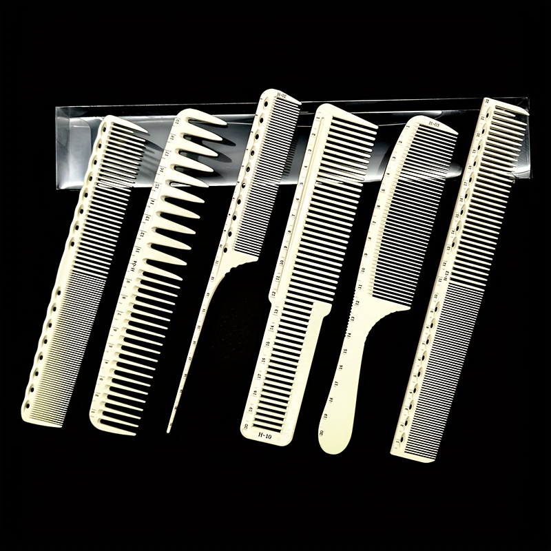 Image of 6pcs Professional Hairdressing Comb Set With Size Numbers, Durable And Easy-to-use Cutting Combs For Barbershop And Home Use, Pointed Tail Combs, Combs, Oil Head Combs, Women's Hair Combs