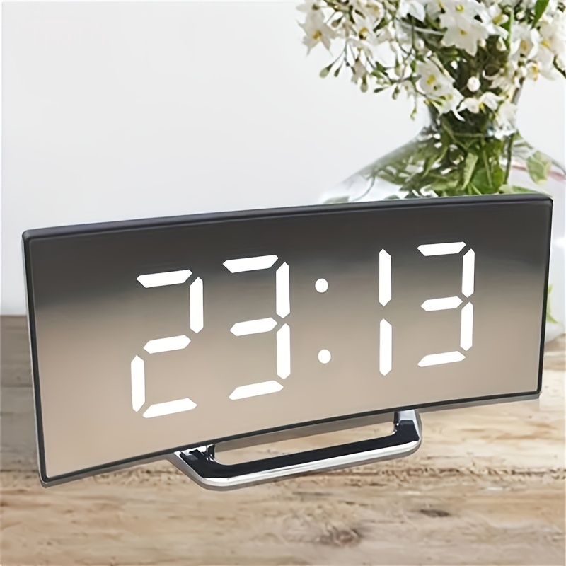 orologio elettronico   con    ,     led, orologio a specchio moderno  , sveglia digitale silenziosa, due modalità di  : batteria o cavo  ,   per la decorazione di soggiorni,   e case Dettagli dell'articolo 4